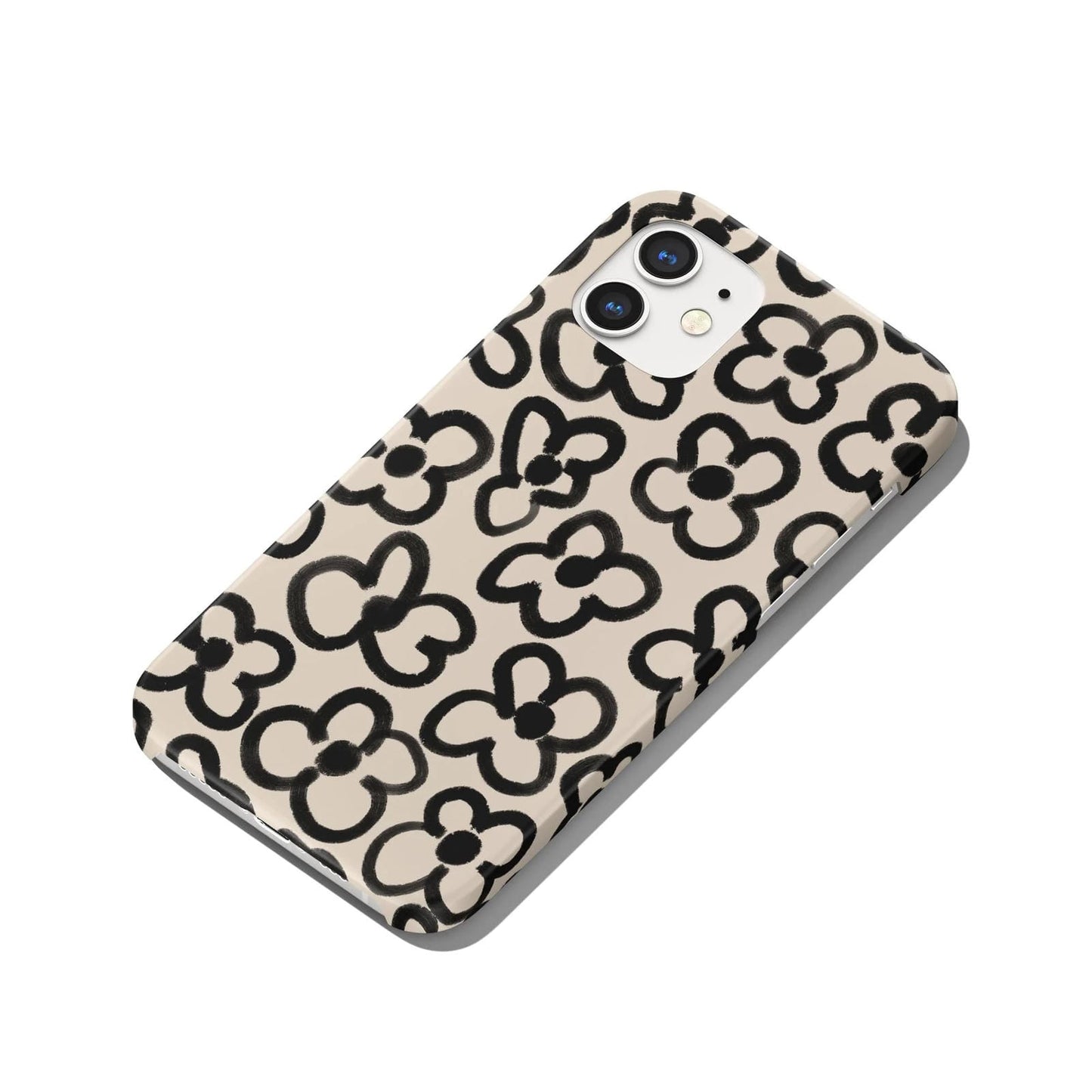 Handdrawn Black Flowers iPhone Case