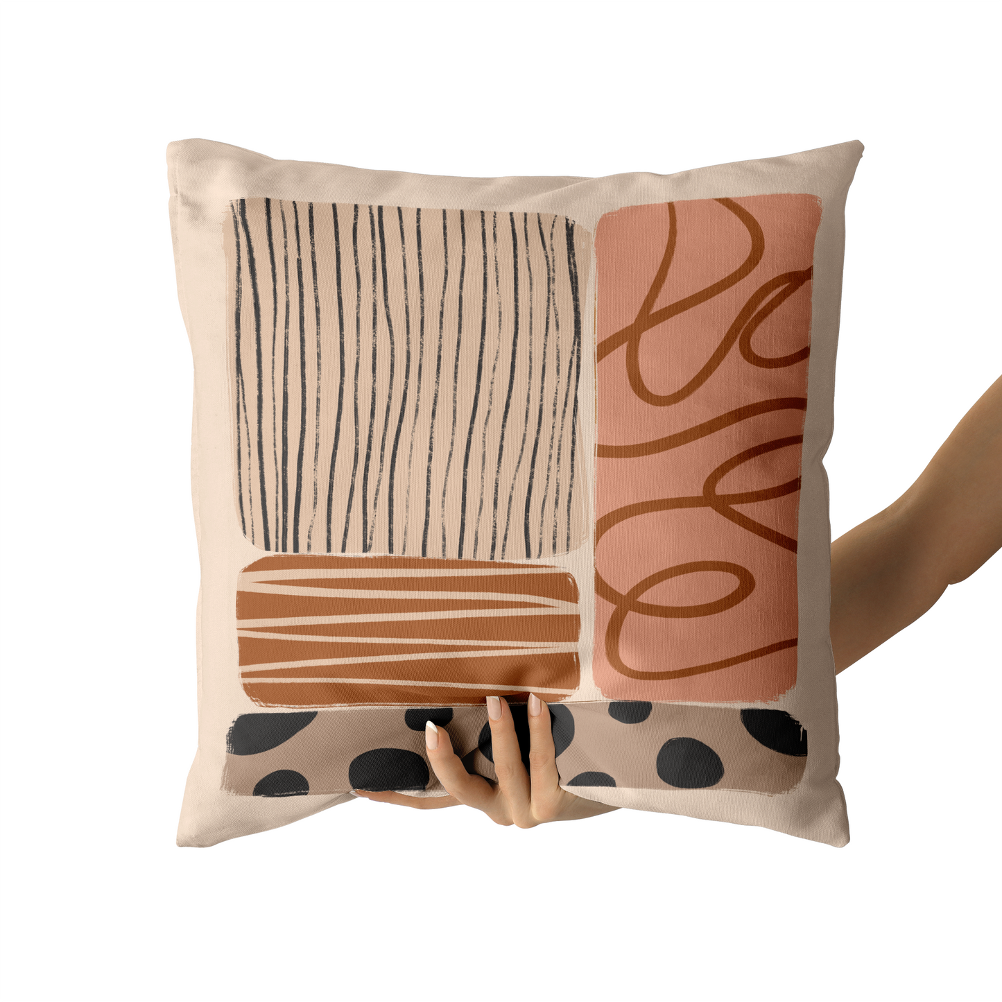 Boho Pink Abstract Pattern Throw Pillow