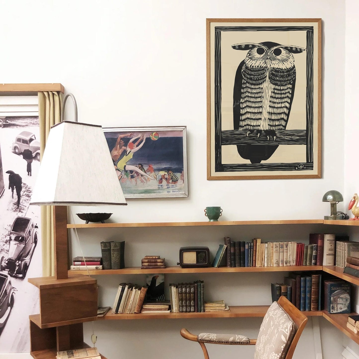 Lithography Owl Poster