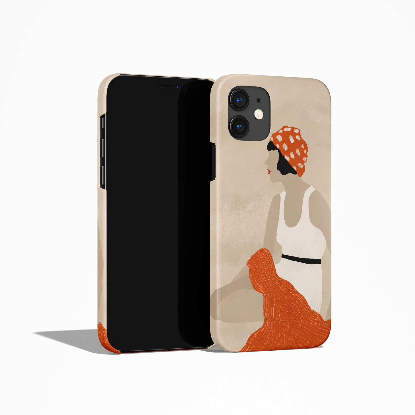 Vintage woman sitting on the beach iPhone Case