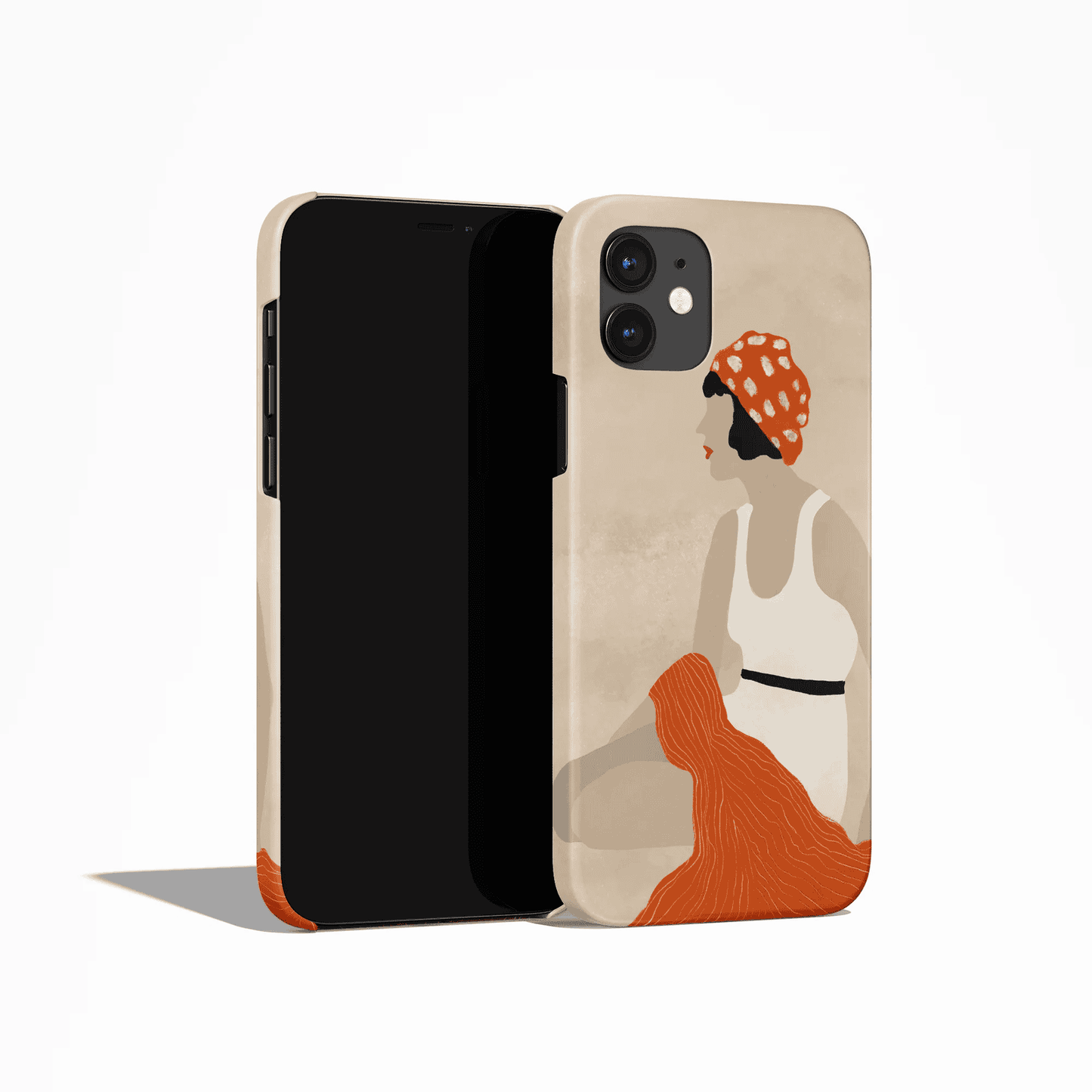 Vintage woman sitting on the beach iPhone Case