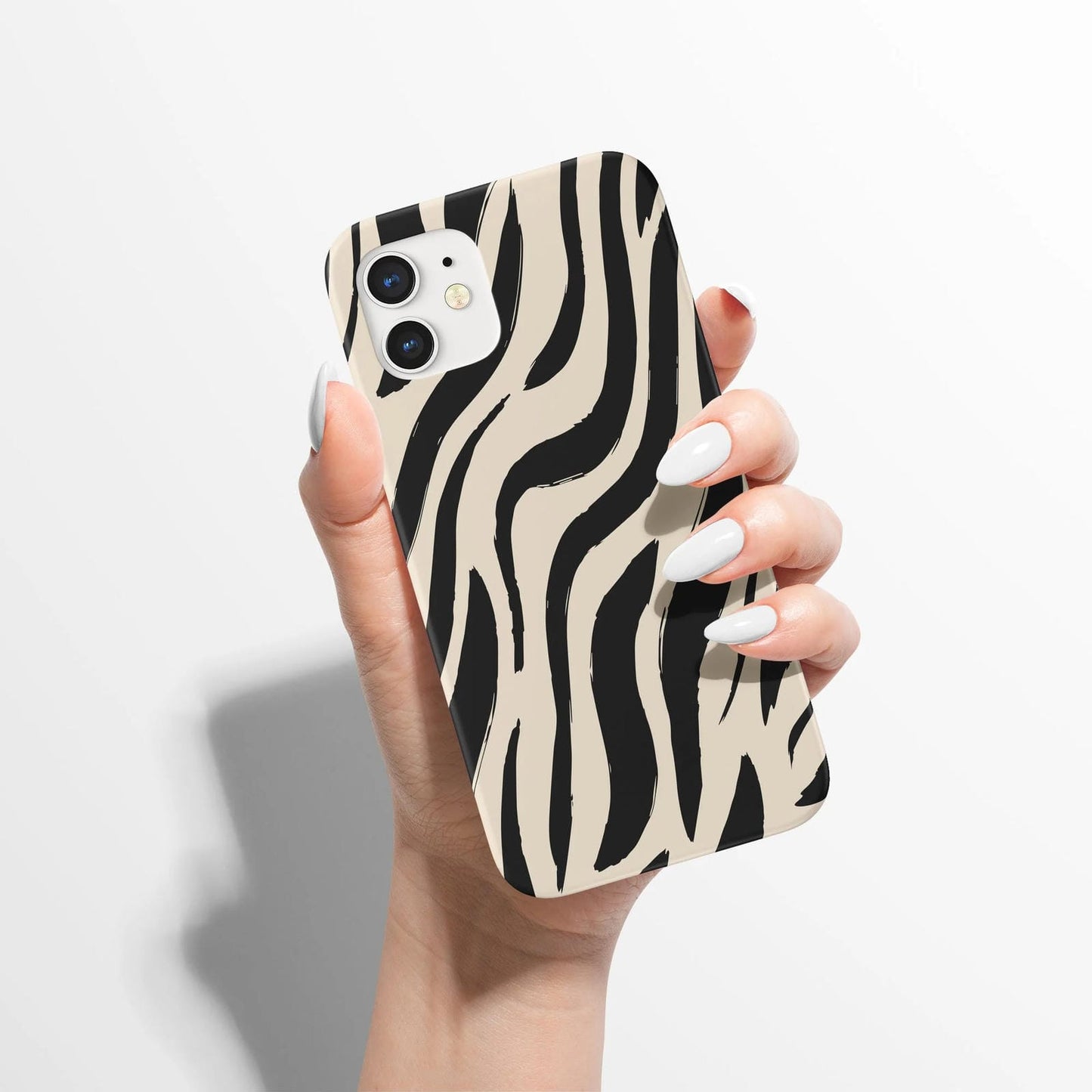 Black Beige Zebra Animal Pattern iPhone Case
