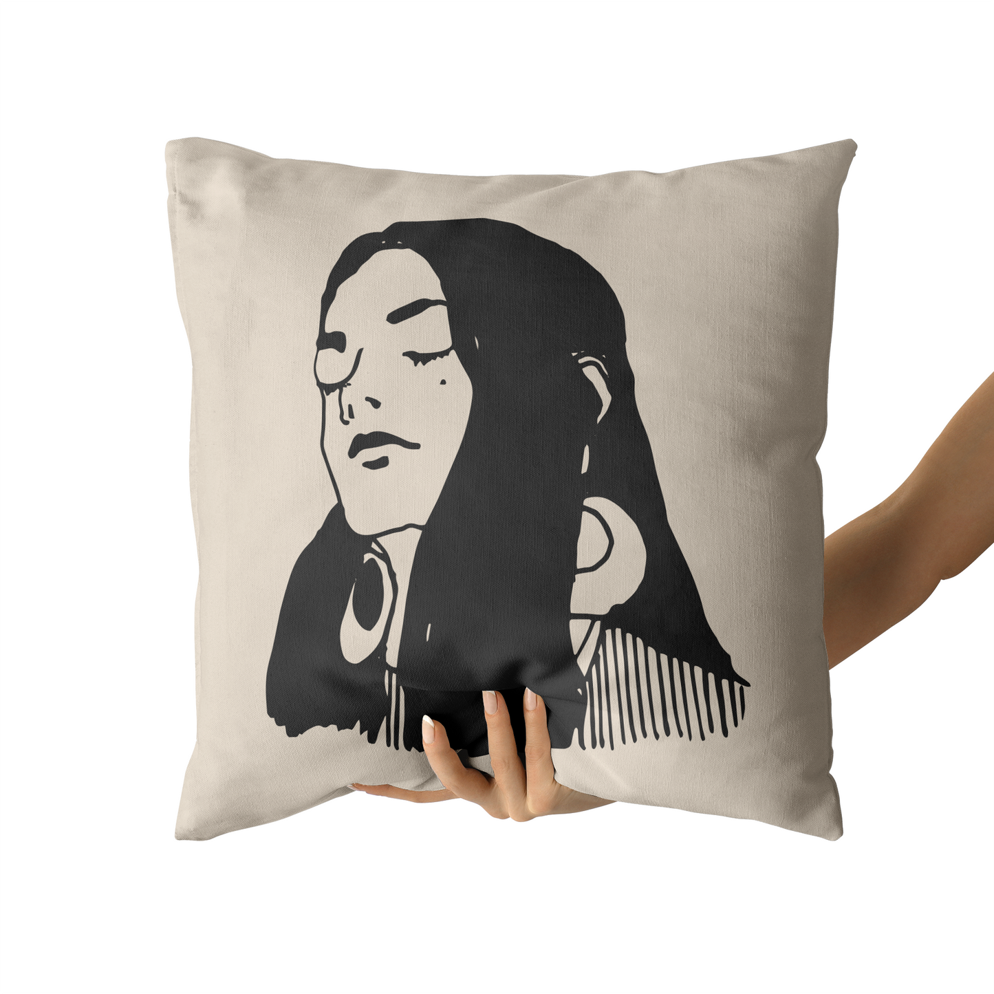 Retro Hippie Girl 70s Throw Pillow