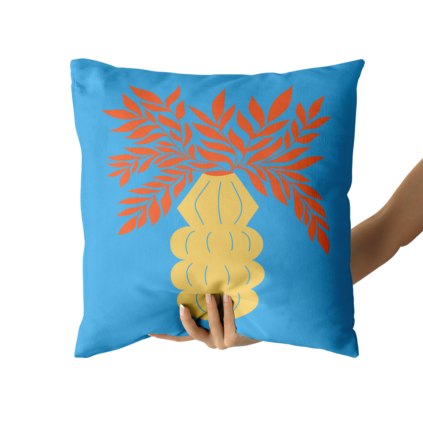 Blue Minimalist Flowers Throw Pillow