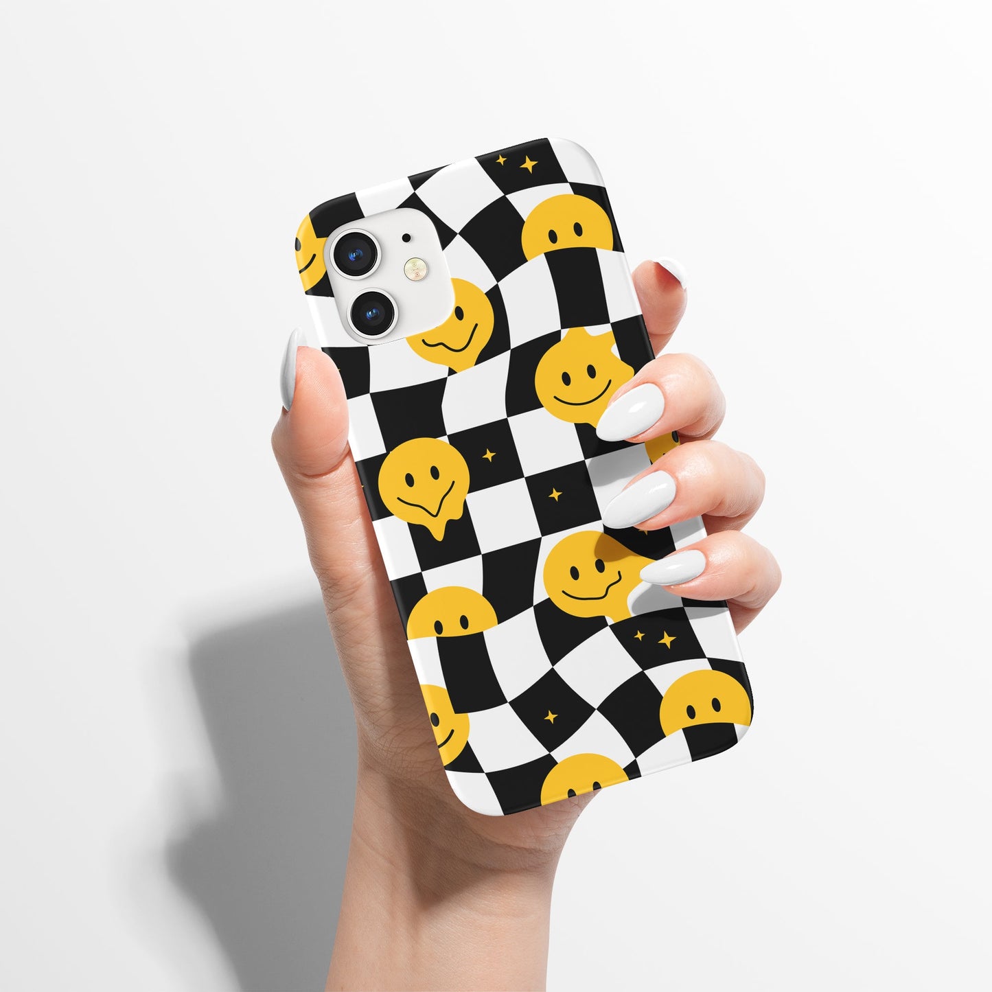 Yellow Faces Checkered iPhone Case