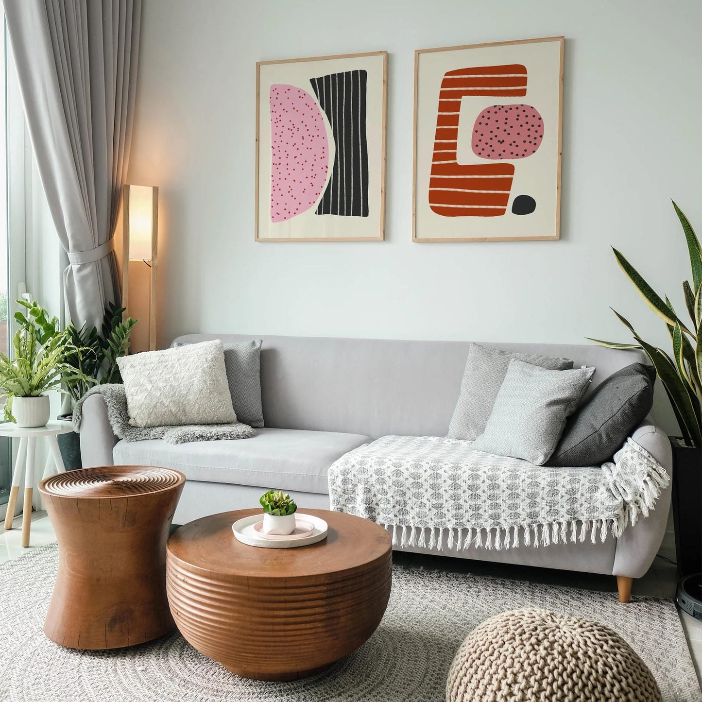 Set of 2 Mid Century Modern Composition Prints