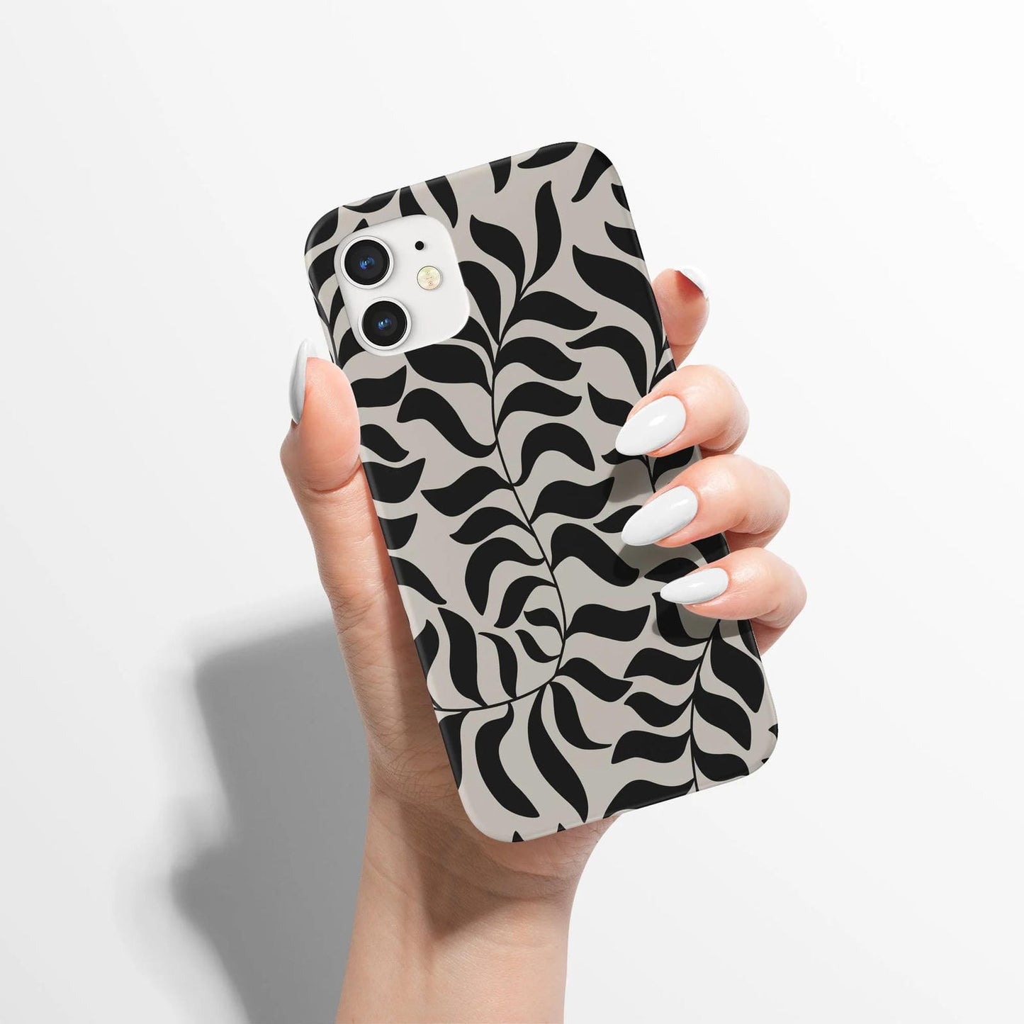 Black Rustic Leaves Pattern iPhone Case