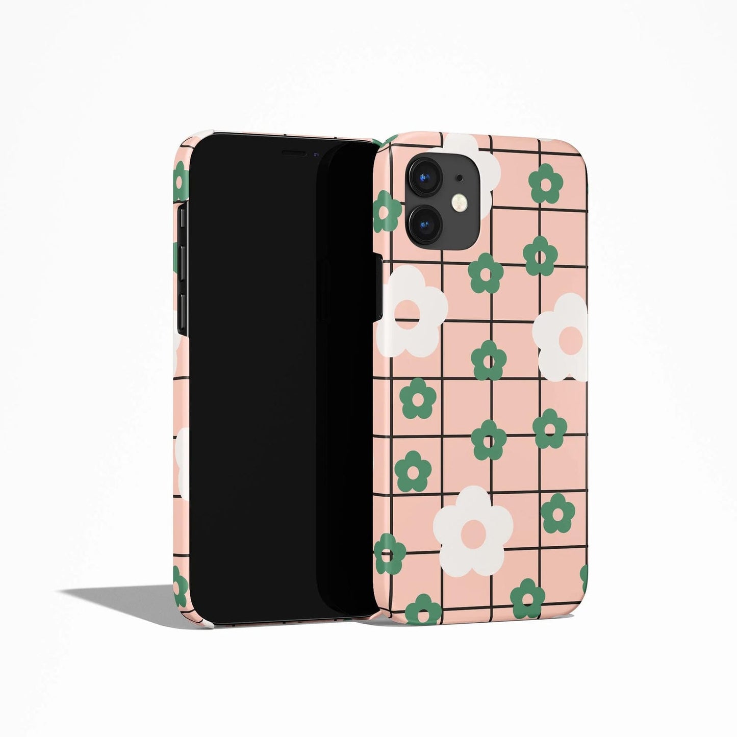 Checkered 60s Flowers iPhone Case