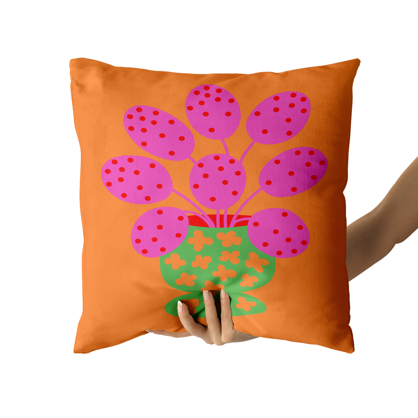 Orange&Pink Flowers Throw Pillow
