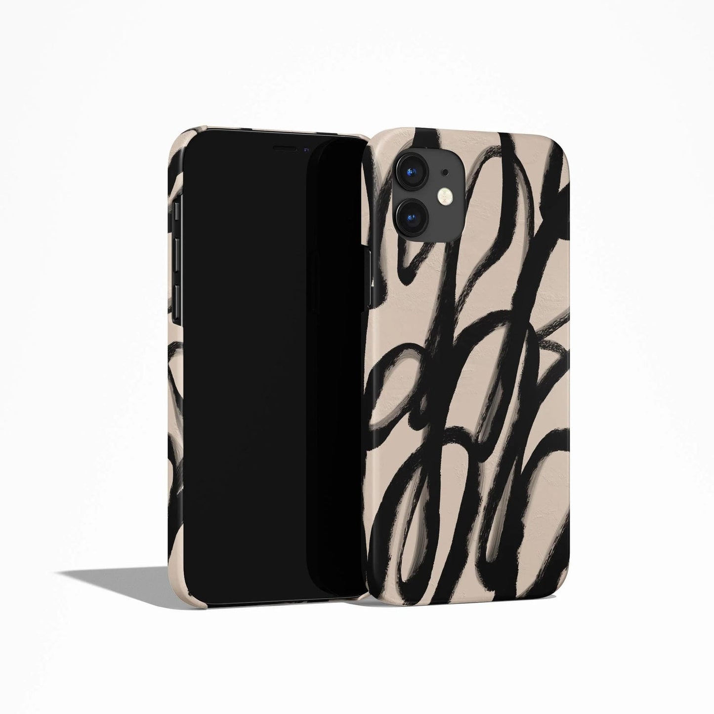 Modern Black Swirl Lines iPhone Case
