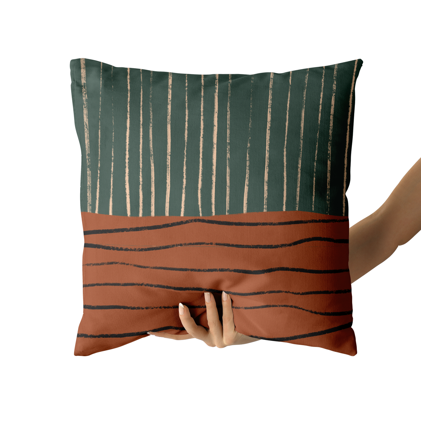 Retro Striped Unique Hand Painted Throw Pillow