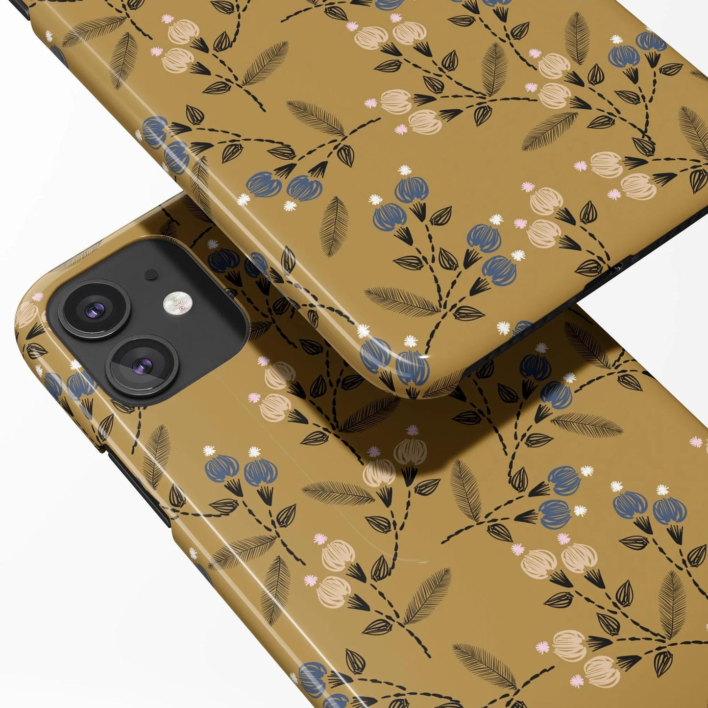 Vintage Mustard Floral Pattern iPhone Case