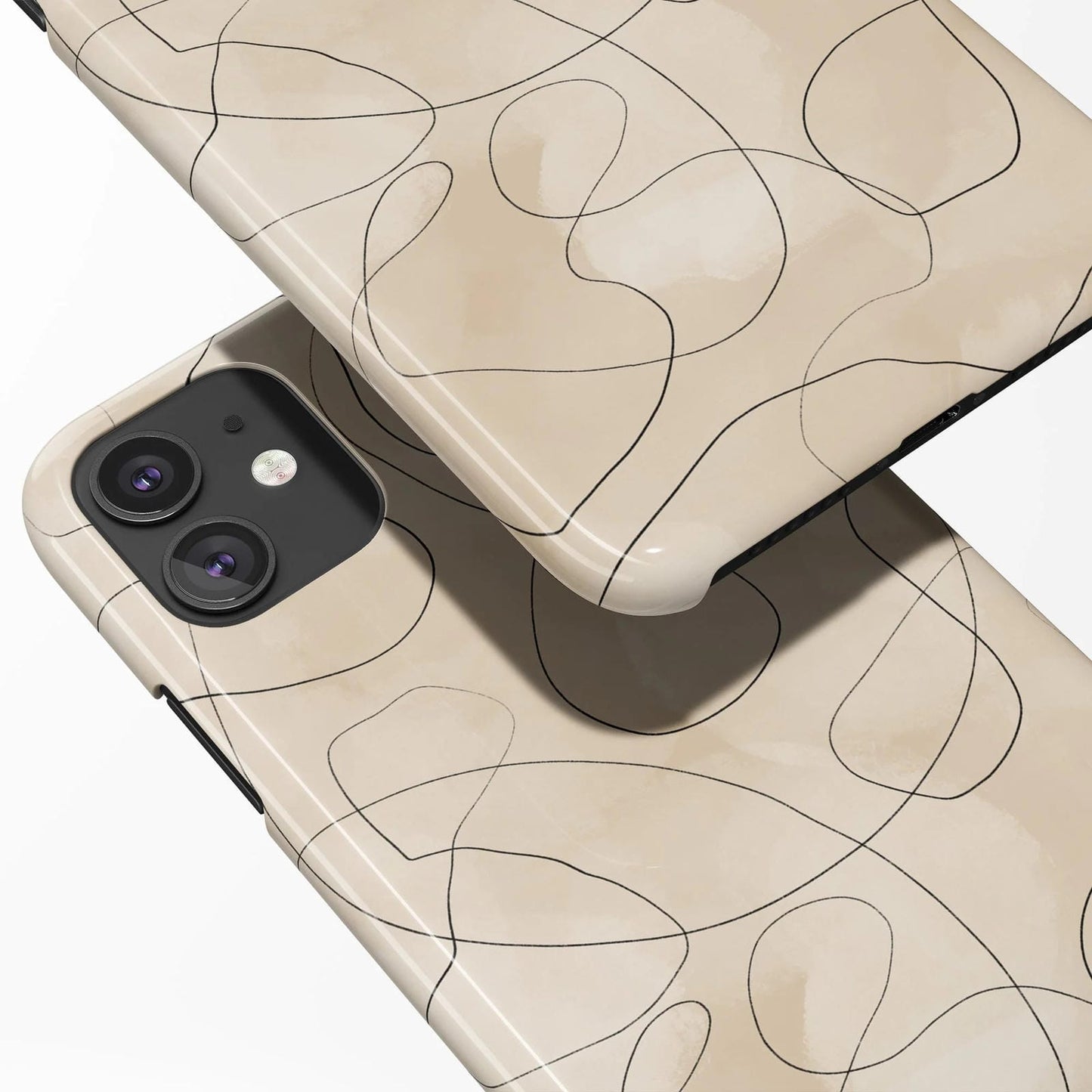 Beige Brushes Line Art Pattern iPhone Case