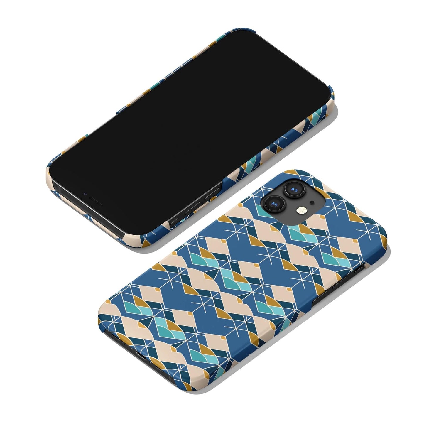 Blue Art Deco Pattern iPhone Case