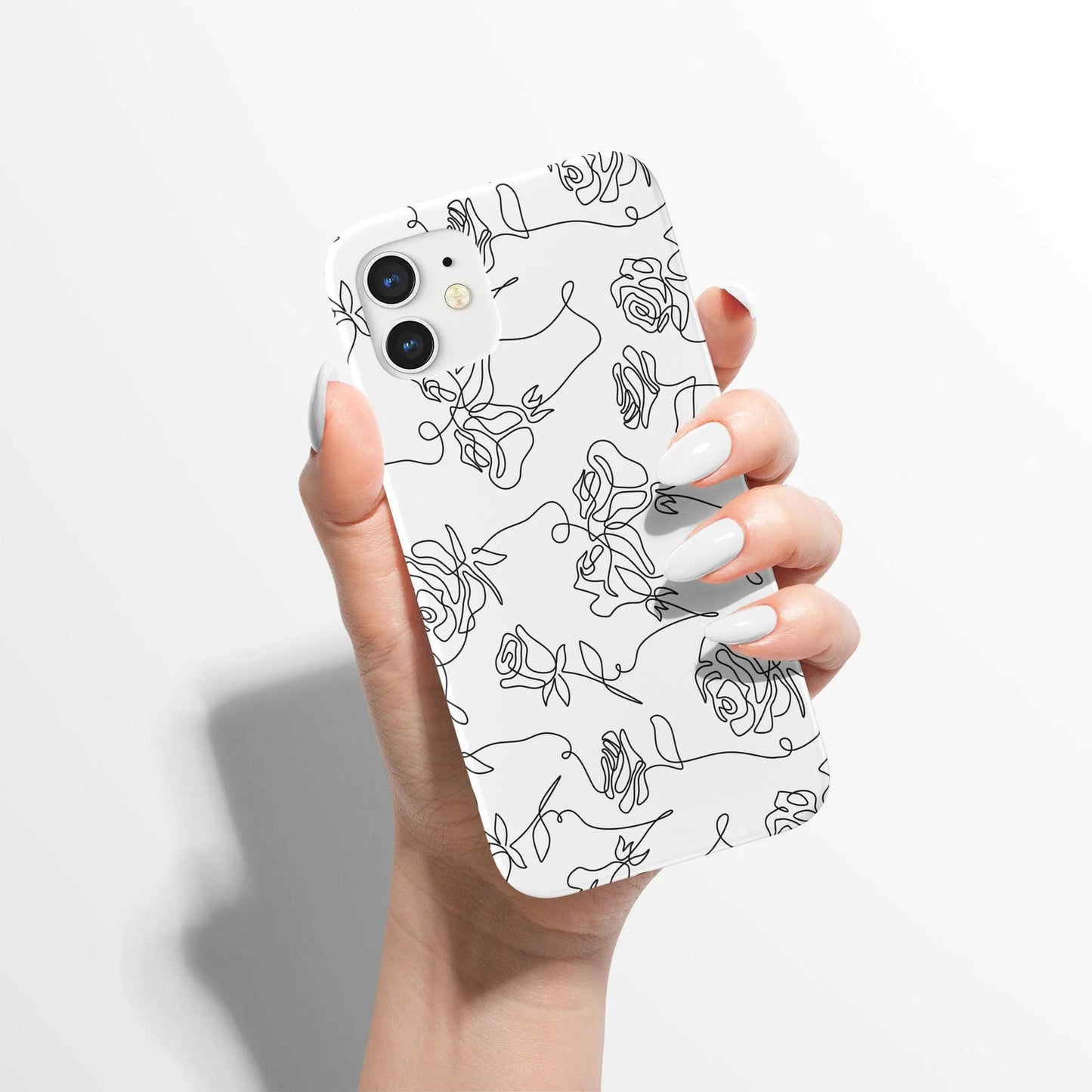 B&W Line Art Roses iPhone Case