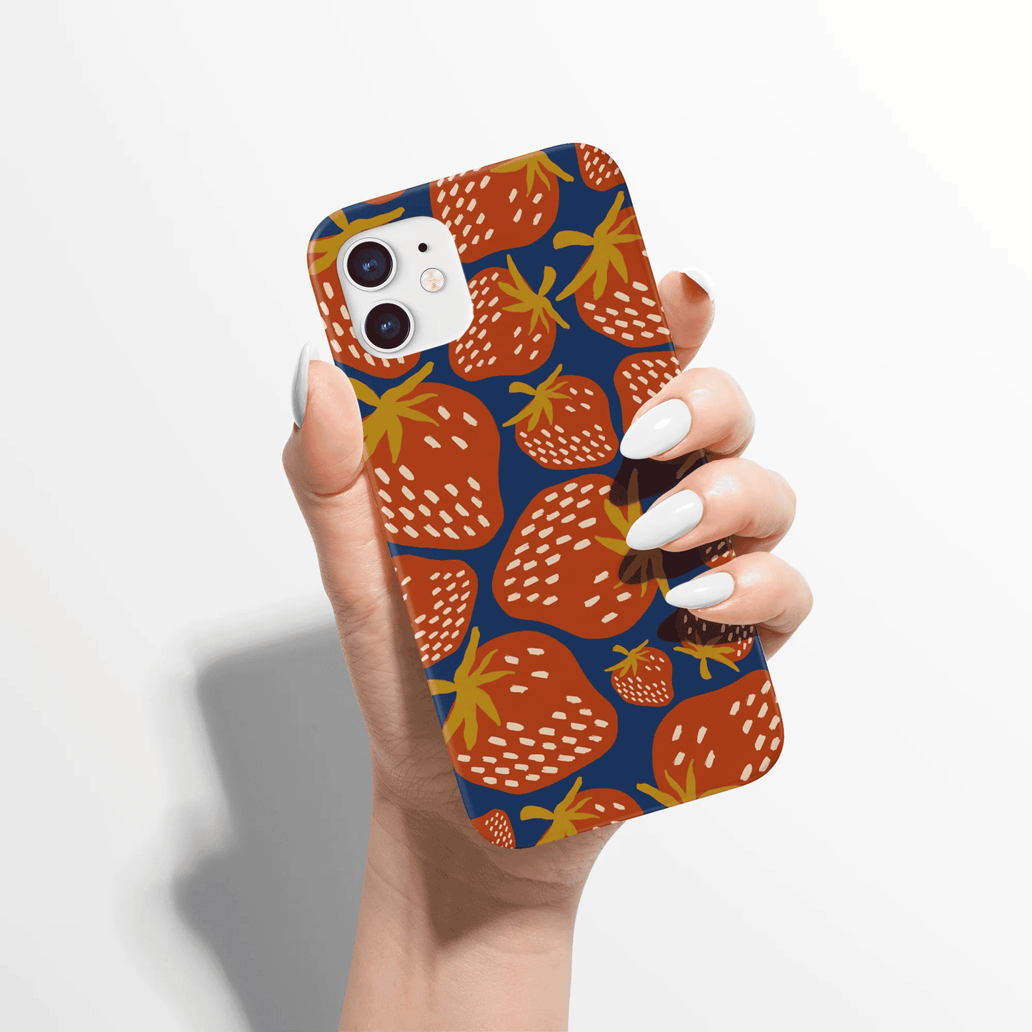 Retro Painted Strawberries Pattern iPhone Case