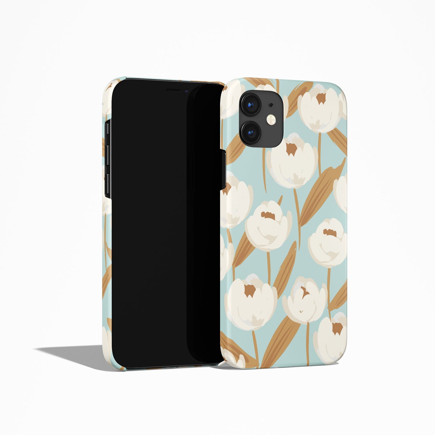 Pastel Blue Vintage Floral Pattern iPhone Case