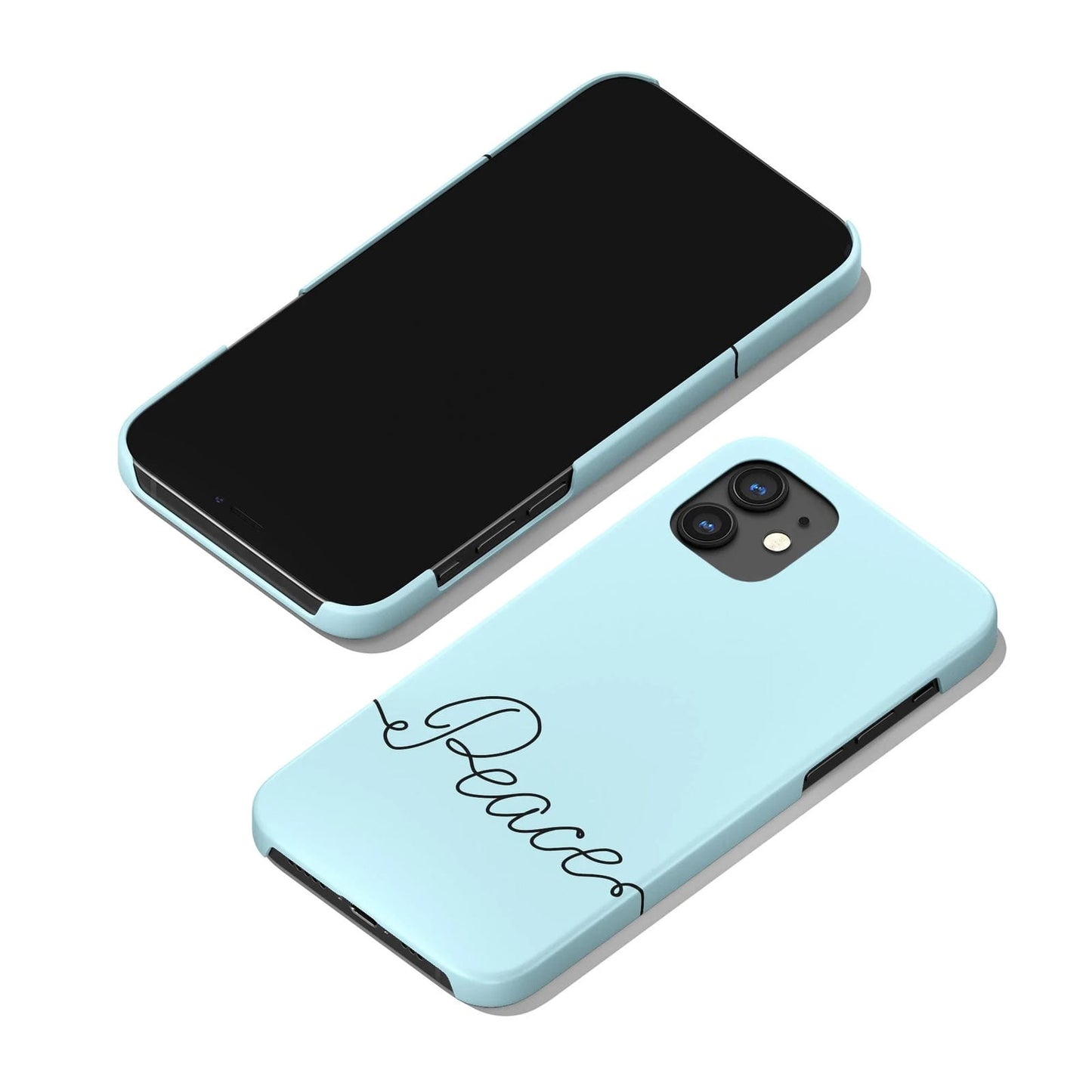 Blue Lettering Peace Line Art iPhone Case