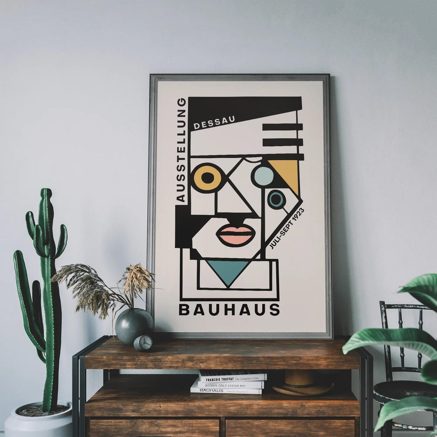 Bauhaus Geometric Face Poster