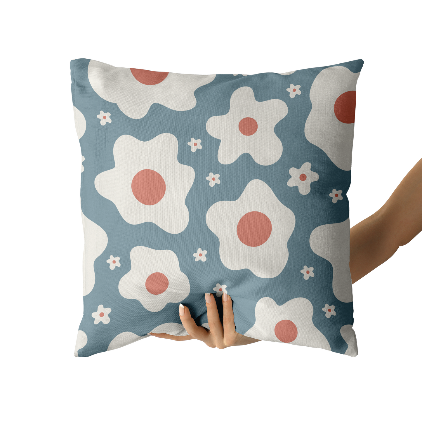 Retro Eggs Flowers Throw Pillow