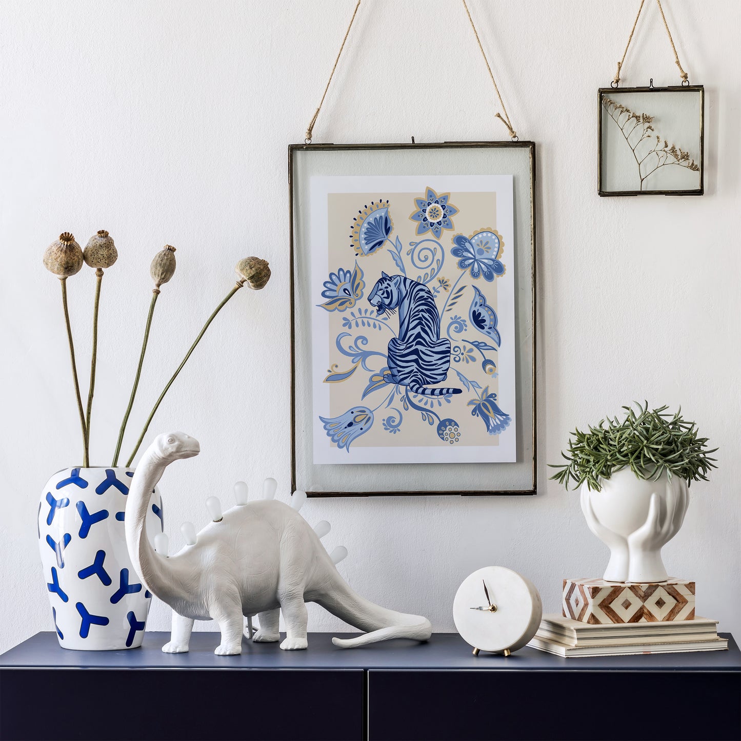 Blue Tiger Boho Poster