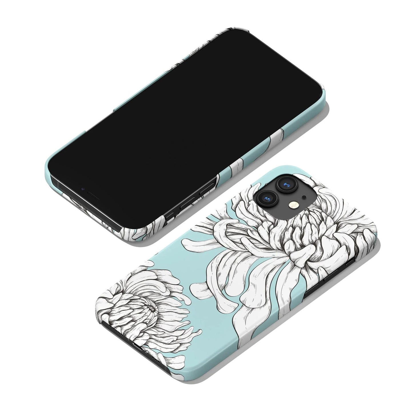 Baby Blue Hand Drawn Flower iPhone Case