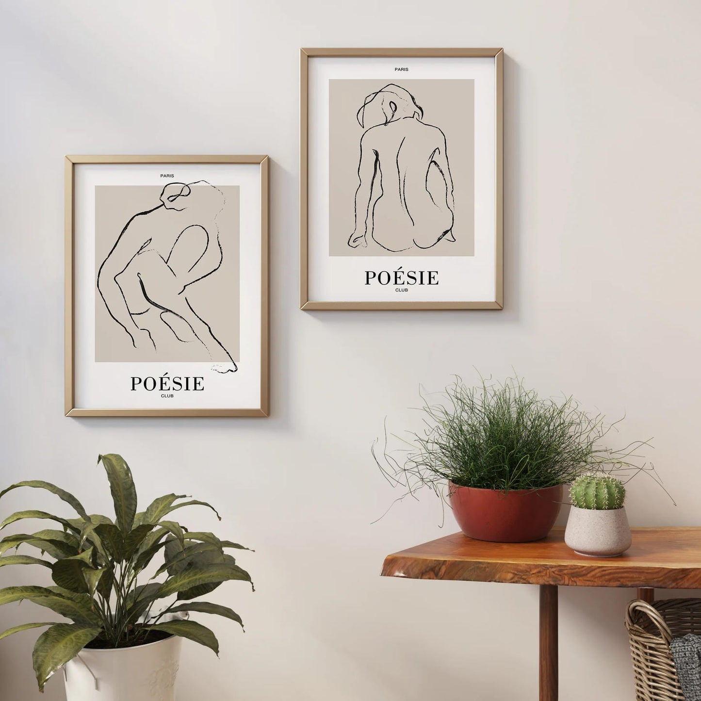 Set of 2 Poesie Club, Line Art Minimalist Woman Posters