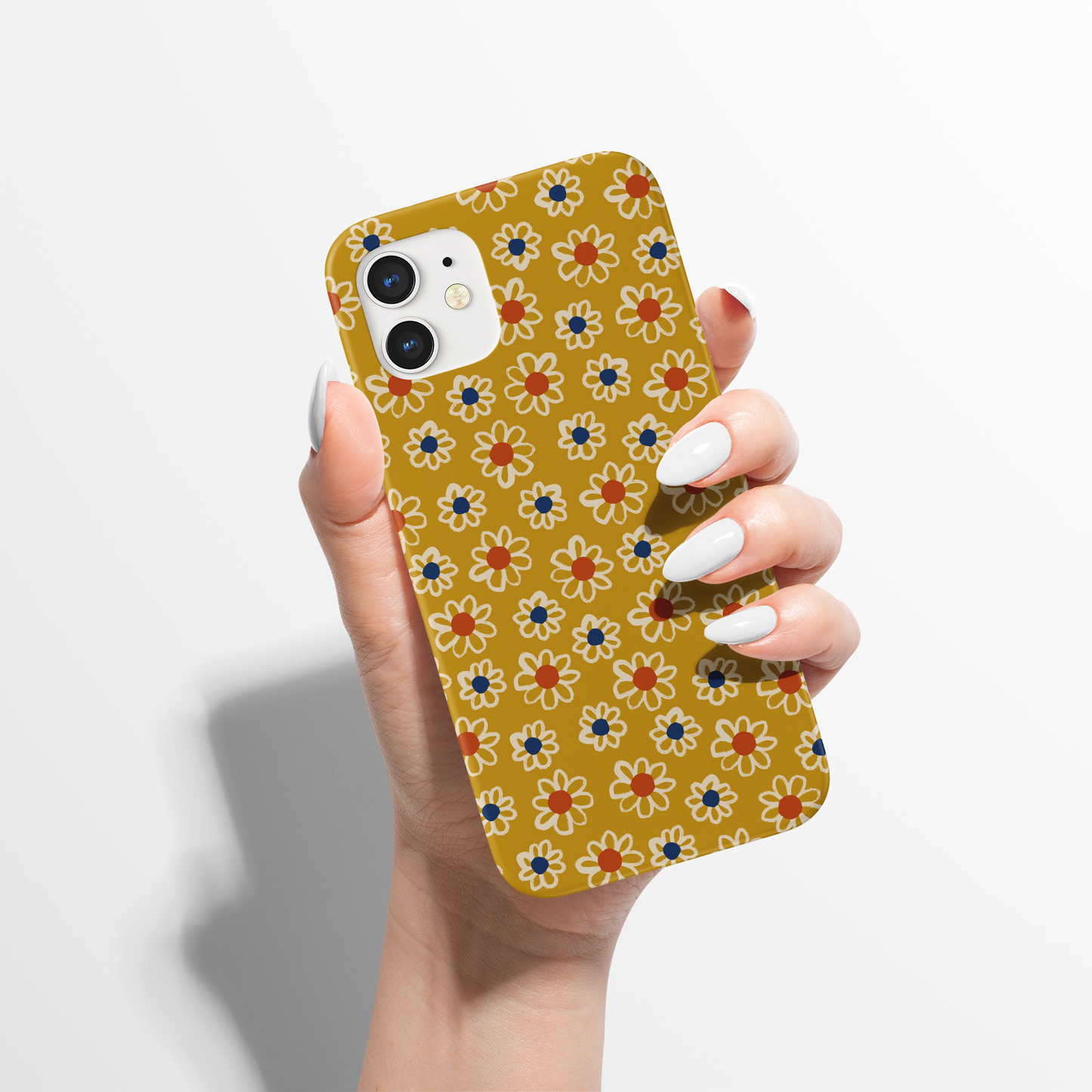Mustard Retro Floral Pattern iPhone Case