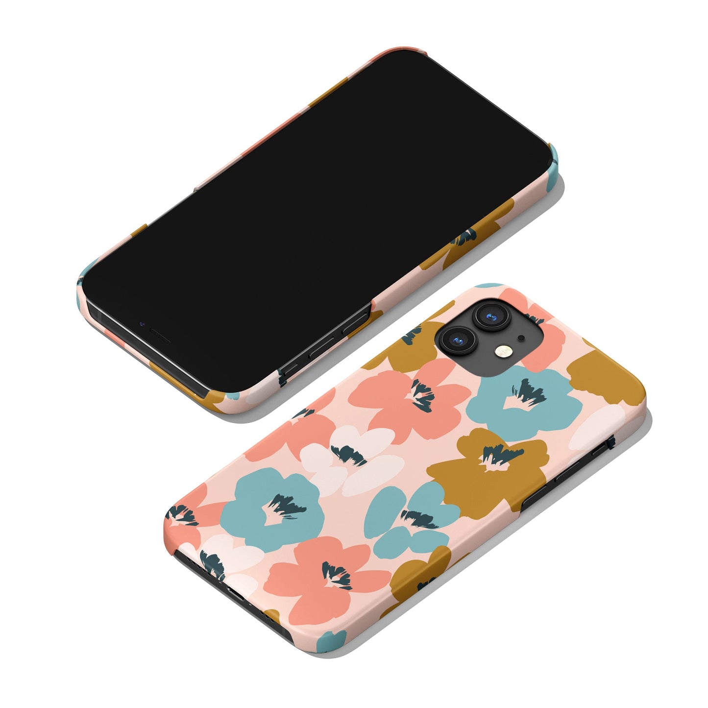 Pink 60s Flowers Pattern iPhone Case