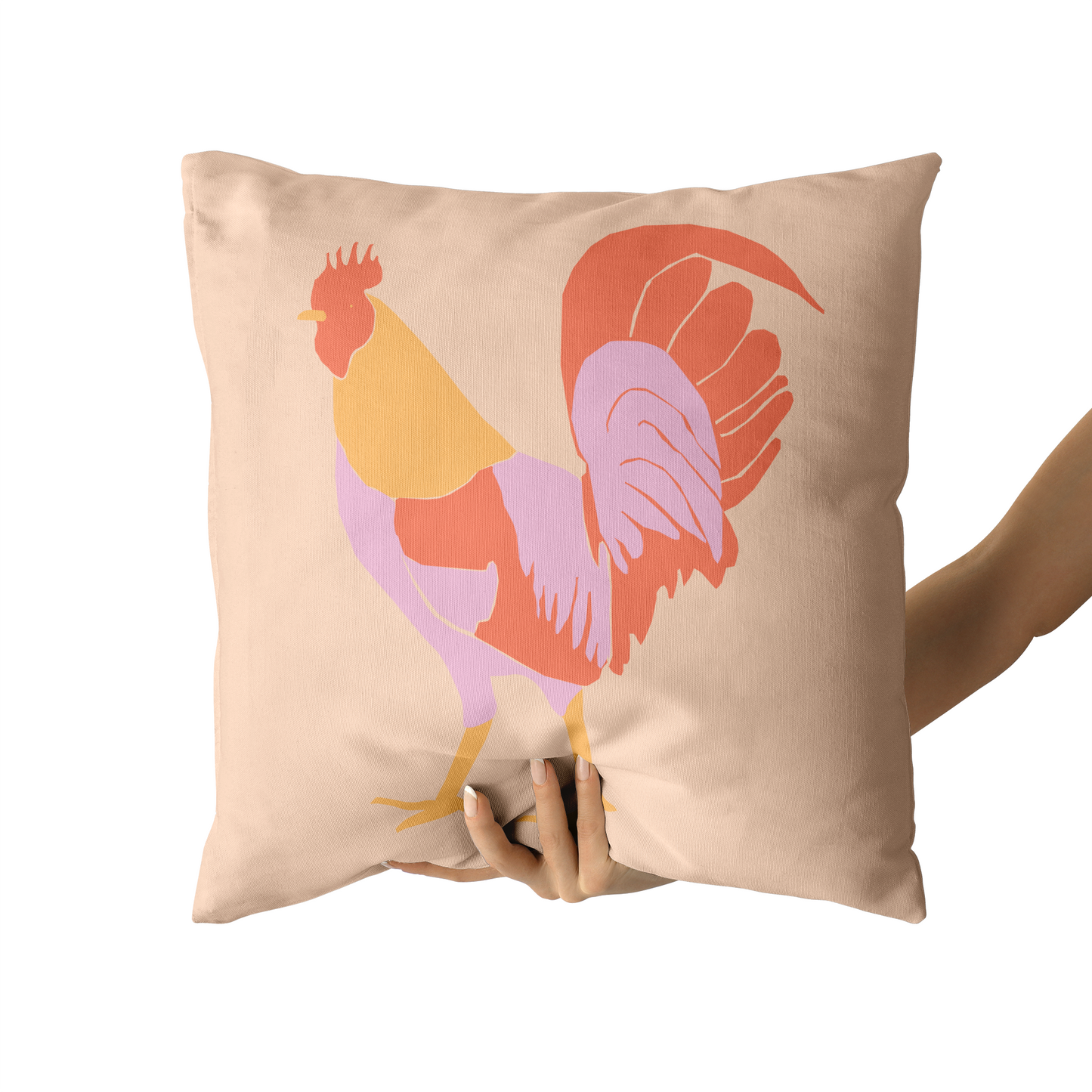 Colorful Cock Farmhouse Decor Throw Pillow