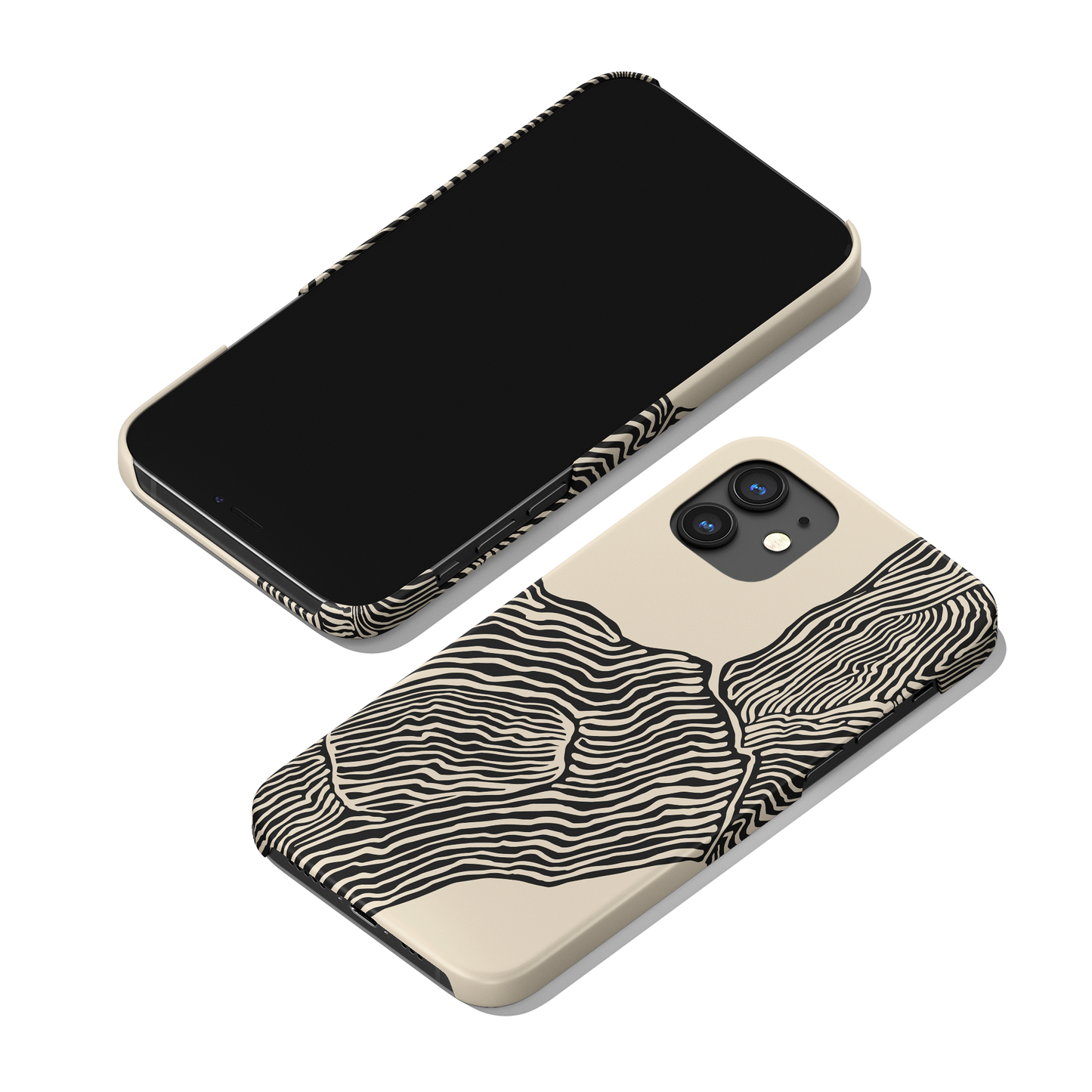 Black Line Art Modern Beige iPhone Case