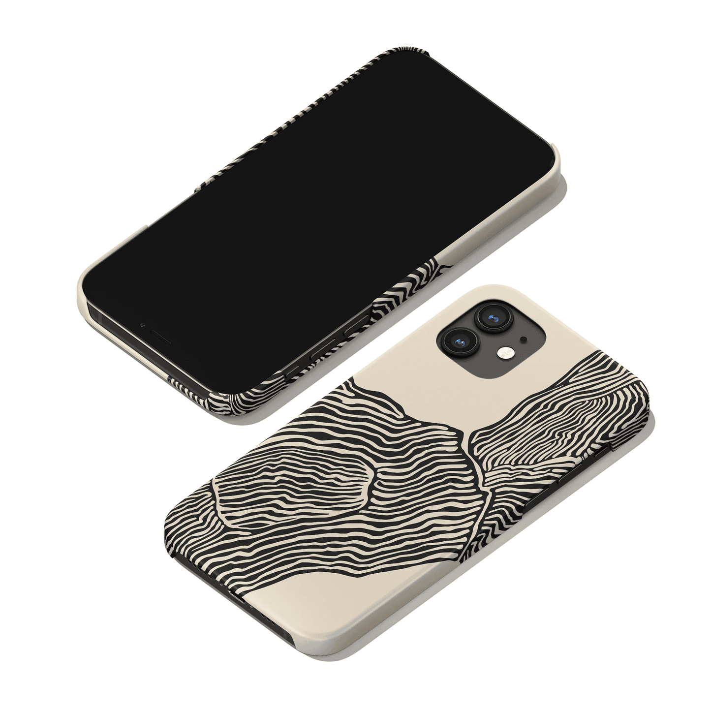 Black Line Art Modern Beige iPhone Case