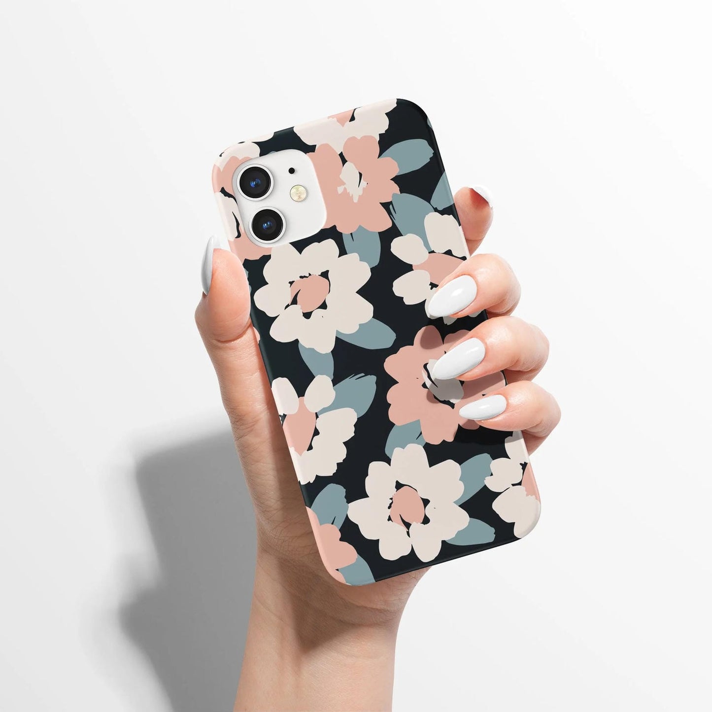 Pink and Blue Floral Pattern iPhone Case