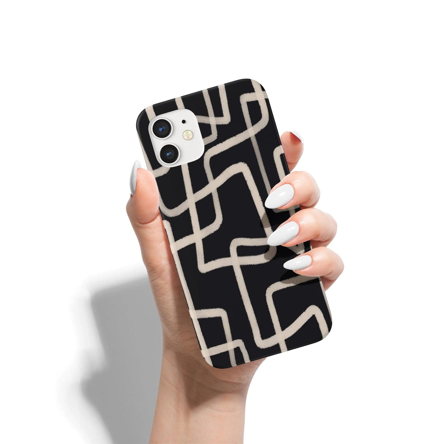 Black iPhone Case with Beige Line Art