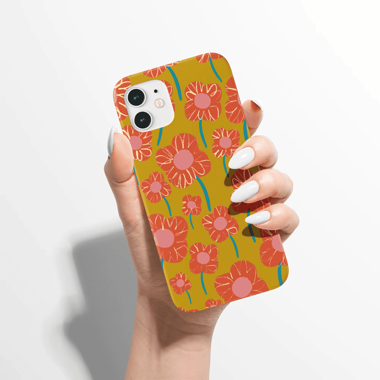 Eclectic Colorful Retro Flowers Pattern iPhone Case