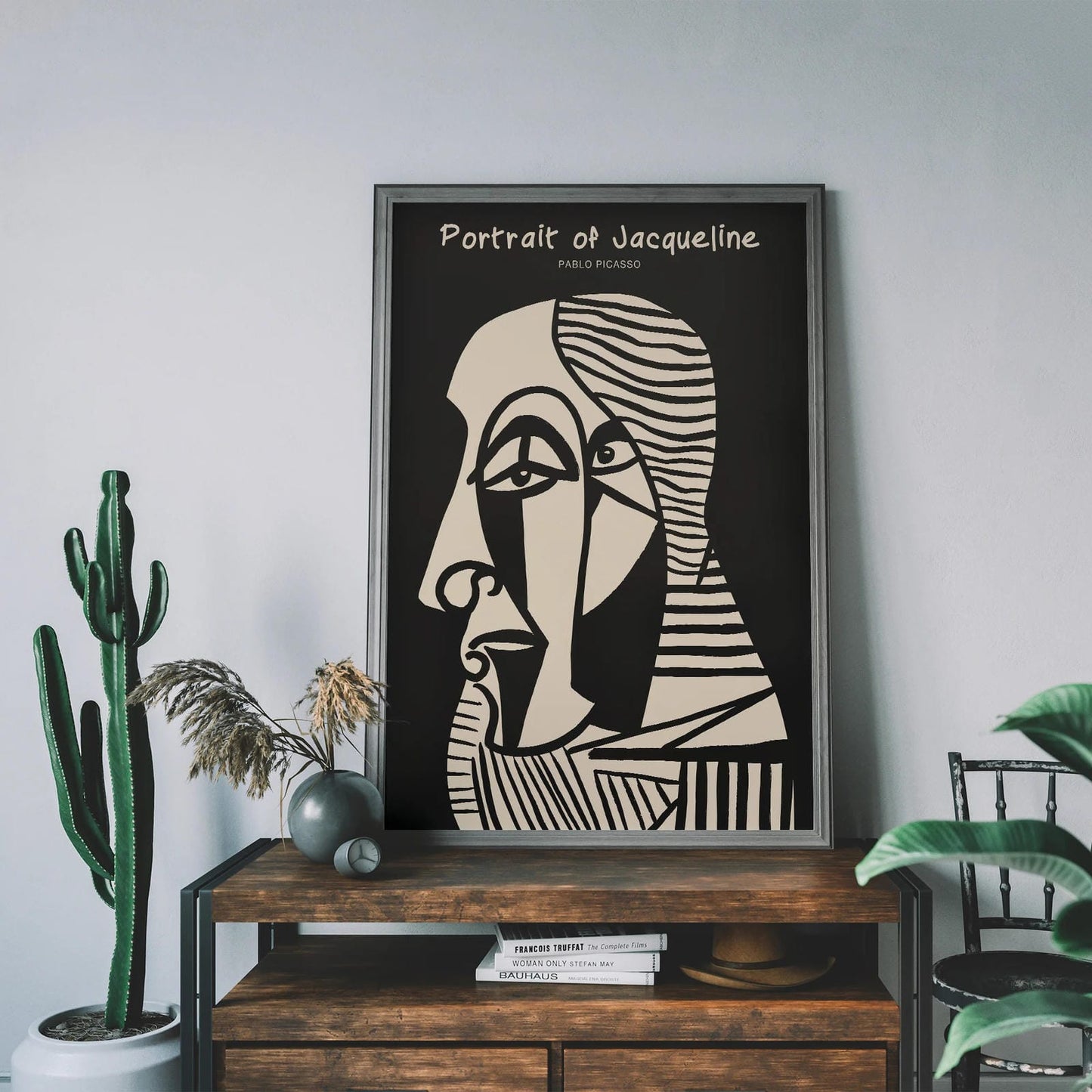 Black Portrait of Jacqueline Picasso Poster