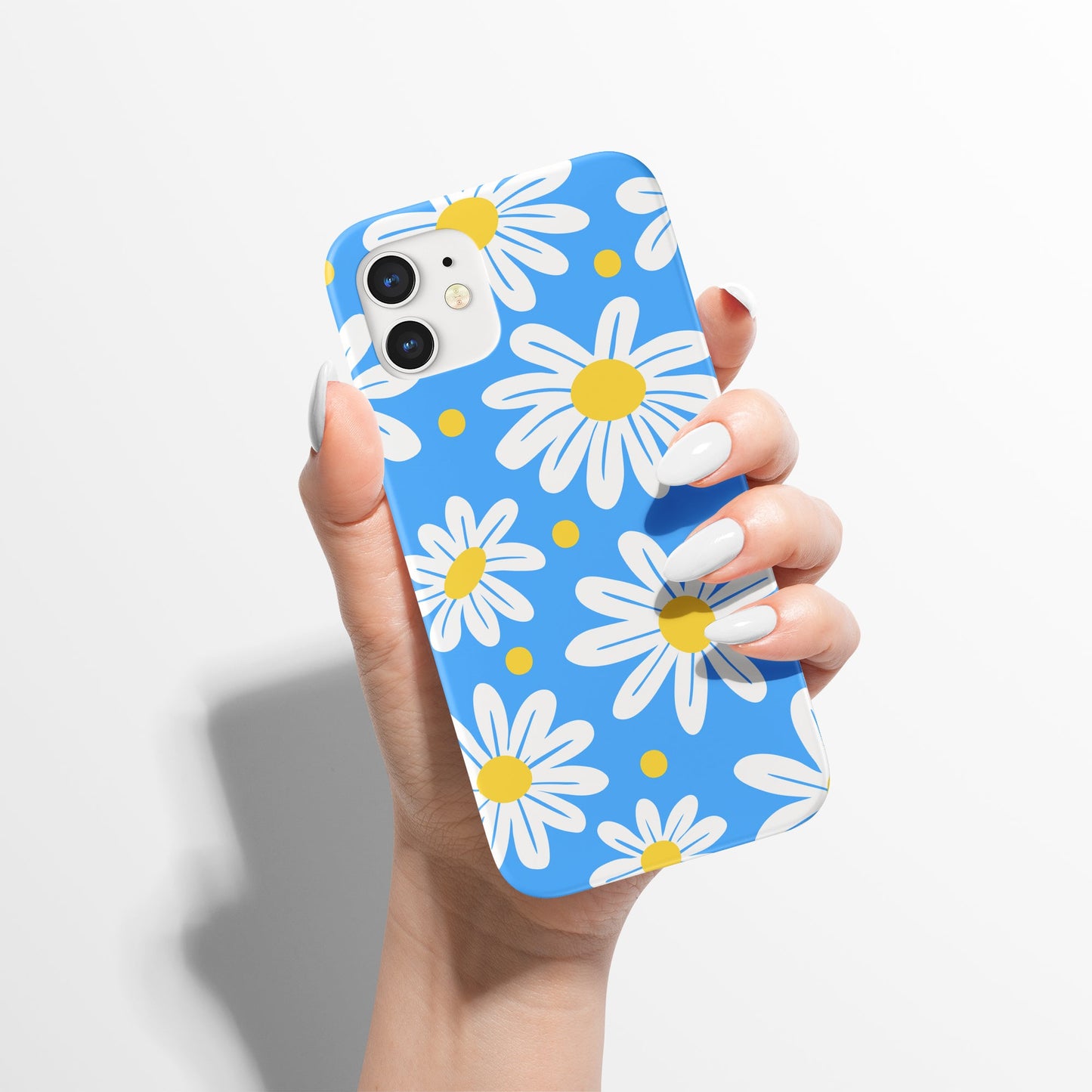 Retro Blue White Daisies iPhone Case