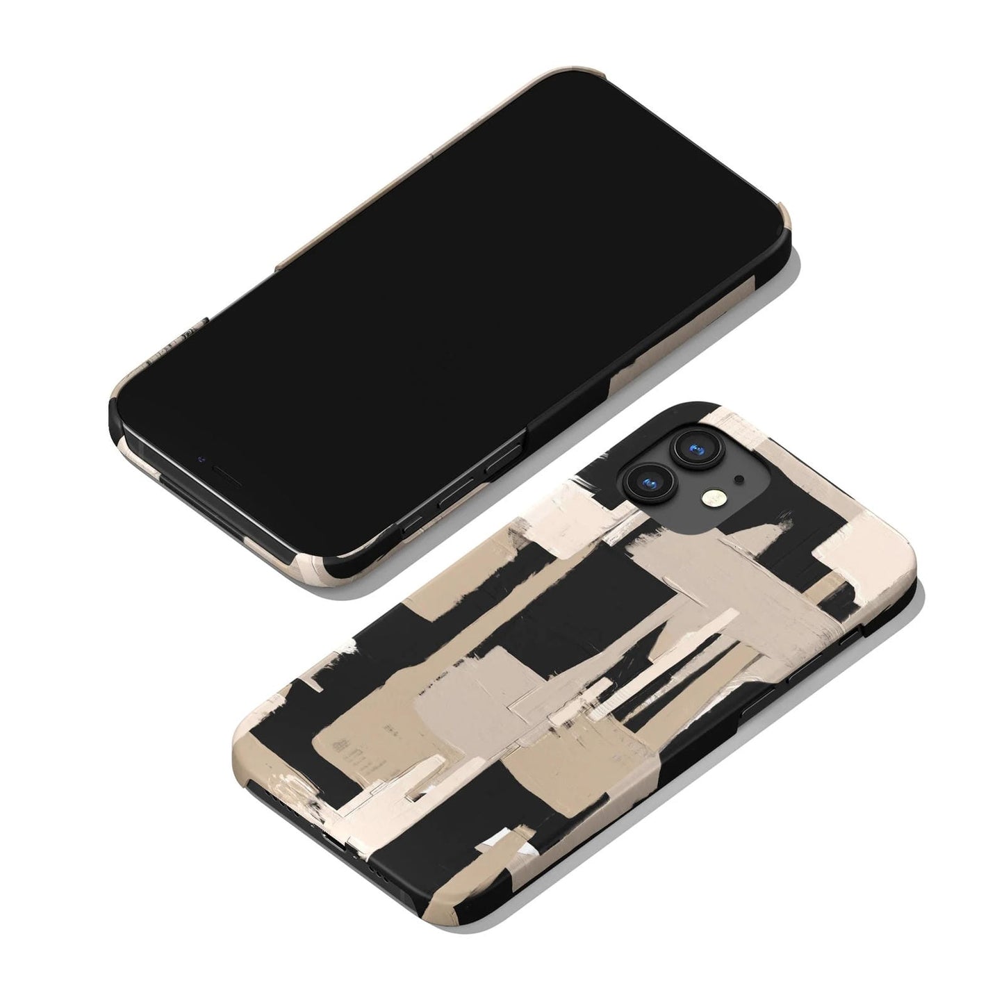 Black&Beige Brushstrokes Pattern iPhone Case