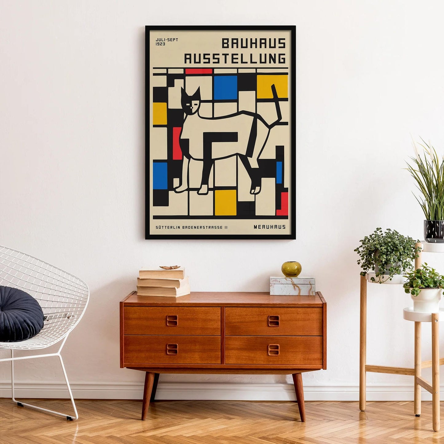 Bauhaus Cat Retro Exhibition Poster