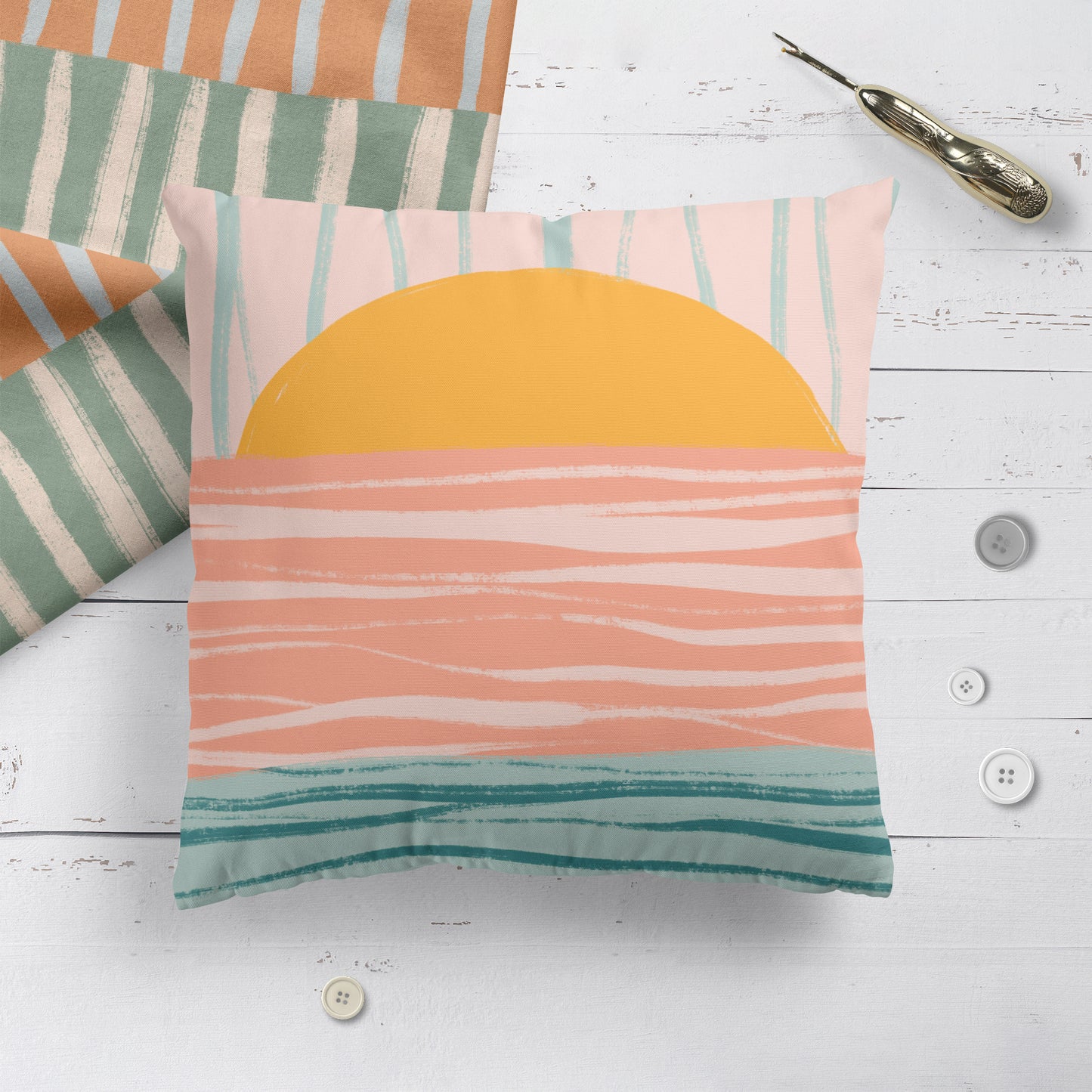 Pastel Boho Sun Cute Throw Pillow