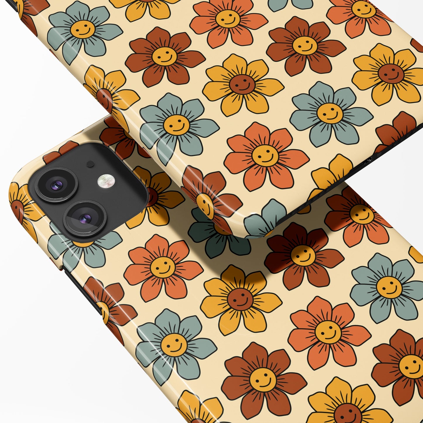 Retro Smiley Flowers iPhone Case
