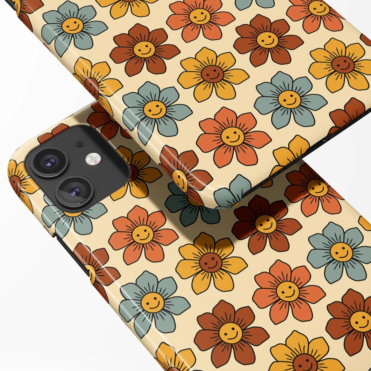 Retro Smiley Flowers iPhone Case