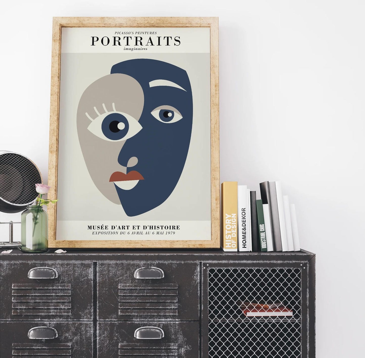 Picasso Cubism Face Grey Poster