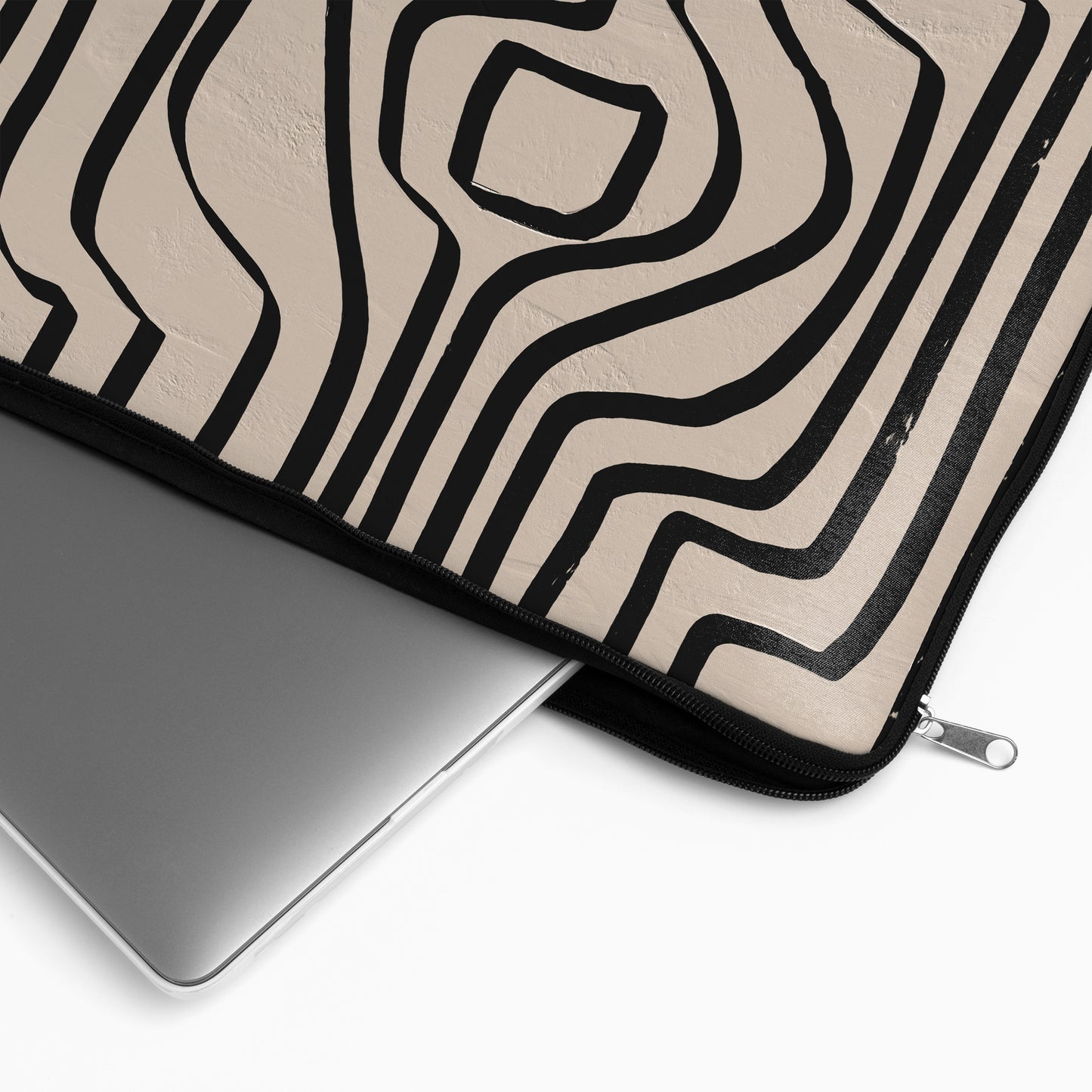 Painted Black Line Art Pattern - Laptop Sleeve