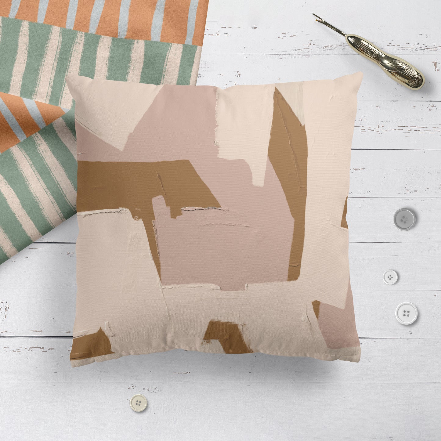 Beige Classic Modern Art Throw Pillow