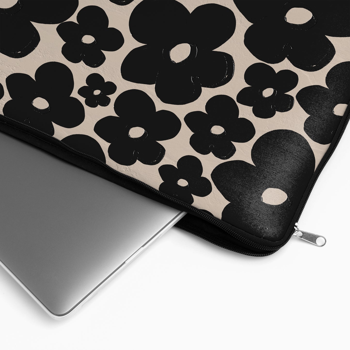 Painted Black Flowers Pattern - Laptop Sleeve