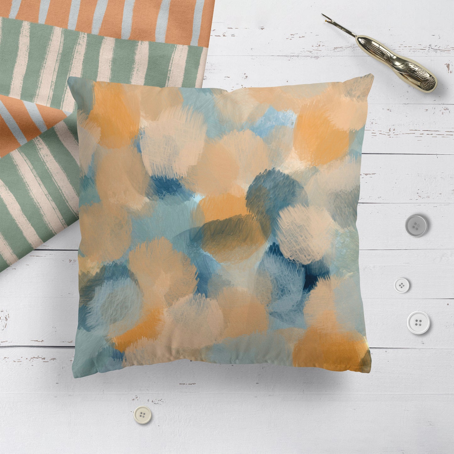 Waves on the Horizon Painted Throw Pillow