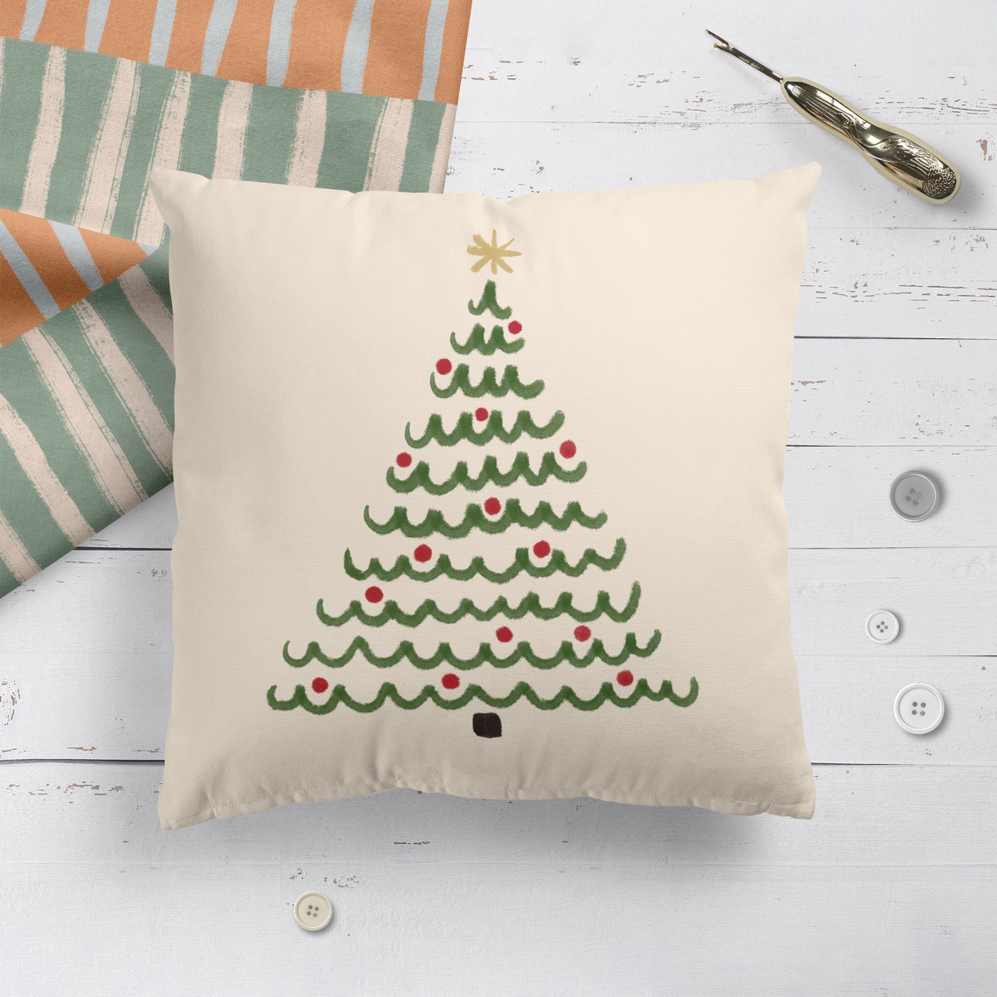 Cute Christmas Tree Throw Pillow