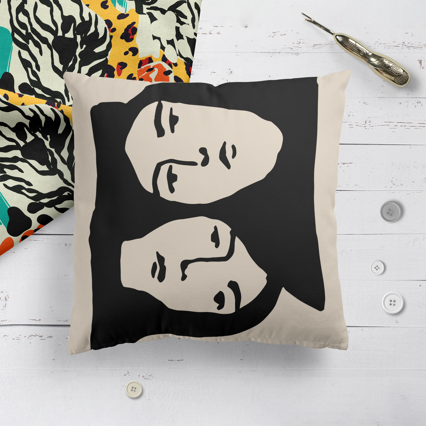 Psychodelic Dark Twins Throw Pillow