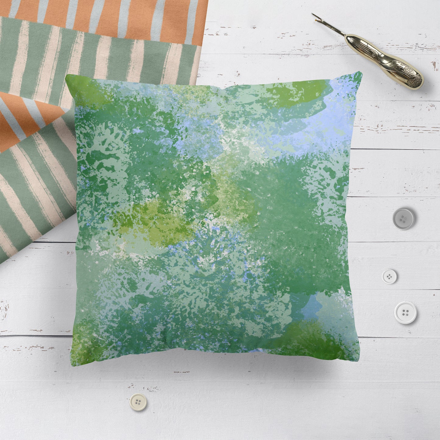 Painted Abstract Forest Throw Pillow